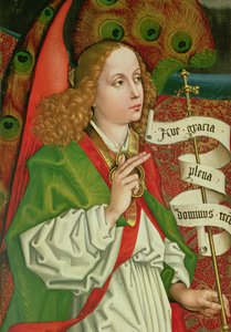 Detalle del Arcángel Gabriel, de la Anunciación, del Retablo de Orlier, c.1468-70 de Martin Schongauer